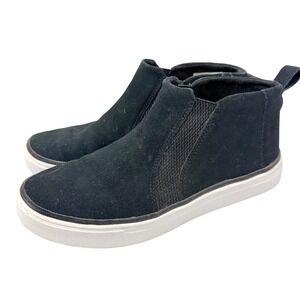 TOMS Women's 8 Black Suede Mid Top Chelsea Slip-On Sneaker Pull Tab